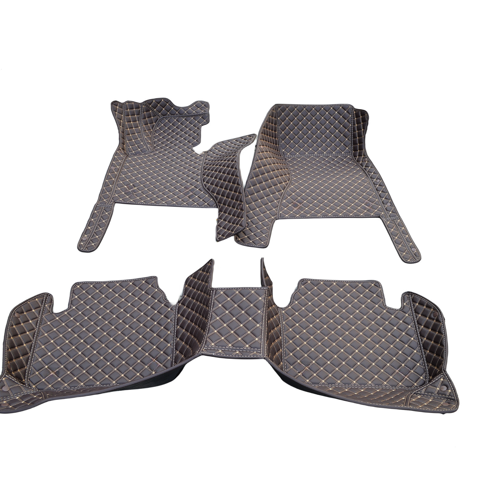 Carvigor Chocolate Brown Diamond Stitching Custom Luxury Car Mats Set