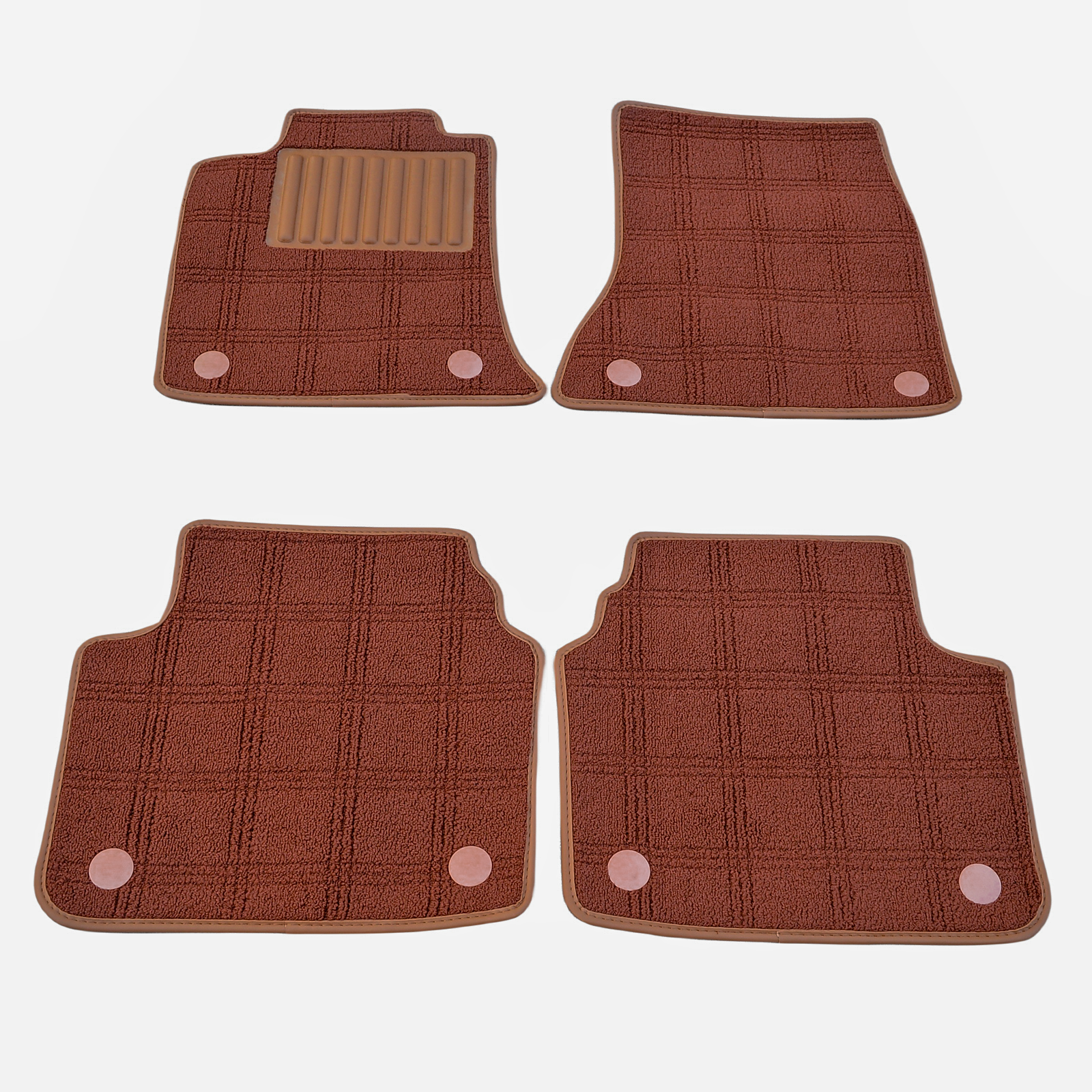 Carvigor Brown Diamond&Brown Double Layer Luxury Car Mats Set