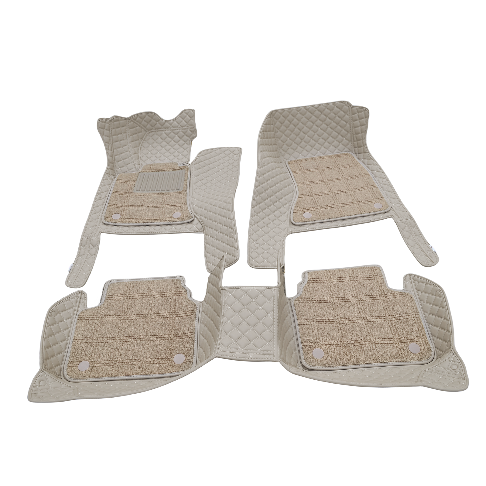 BDK Micro-Fit Polyester Car Seat Covers With Matching Floor Mats – Solid Beige Tan Interior Set