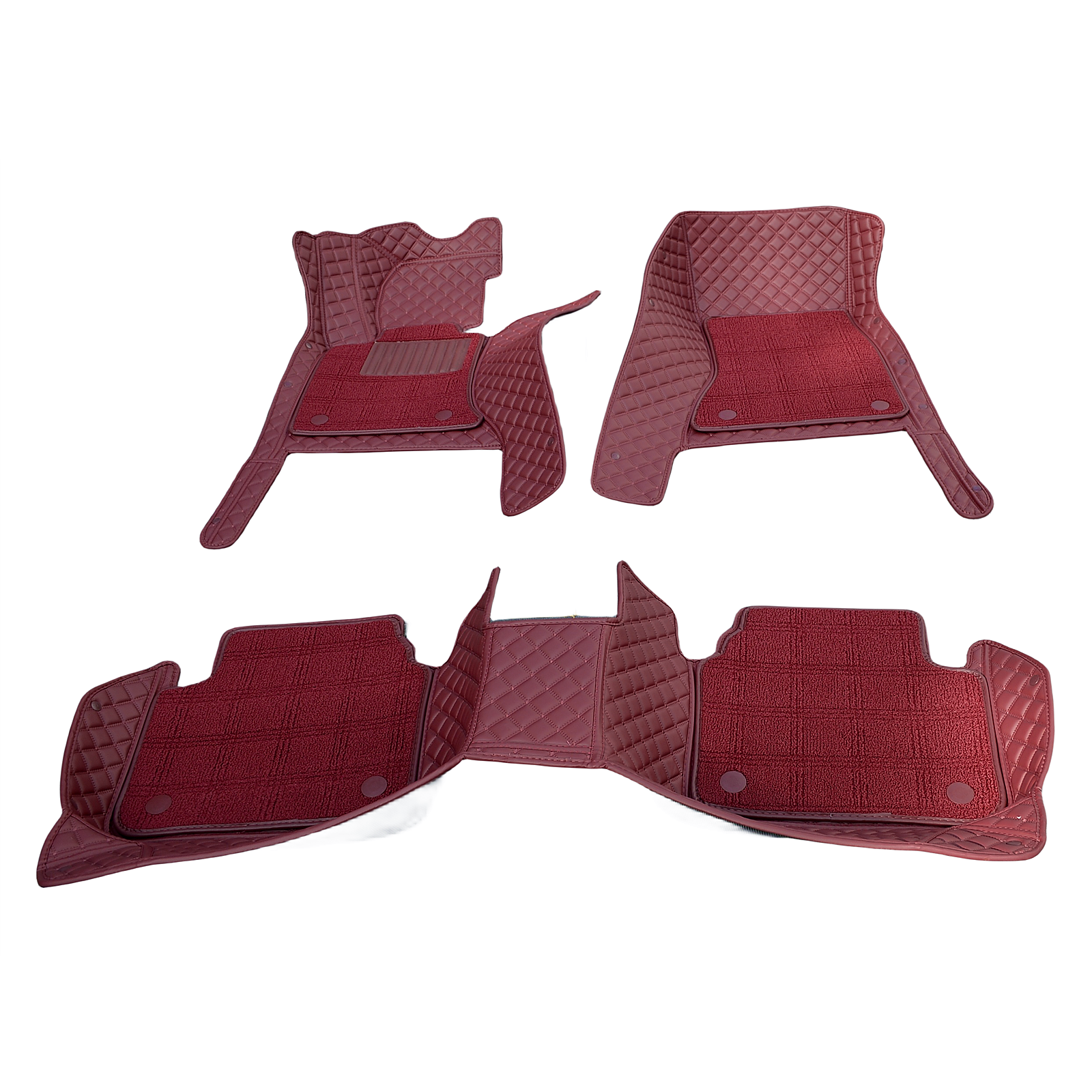 Carvigor Red Diamond&Red Double Layer Luxury Car Mats Set