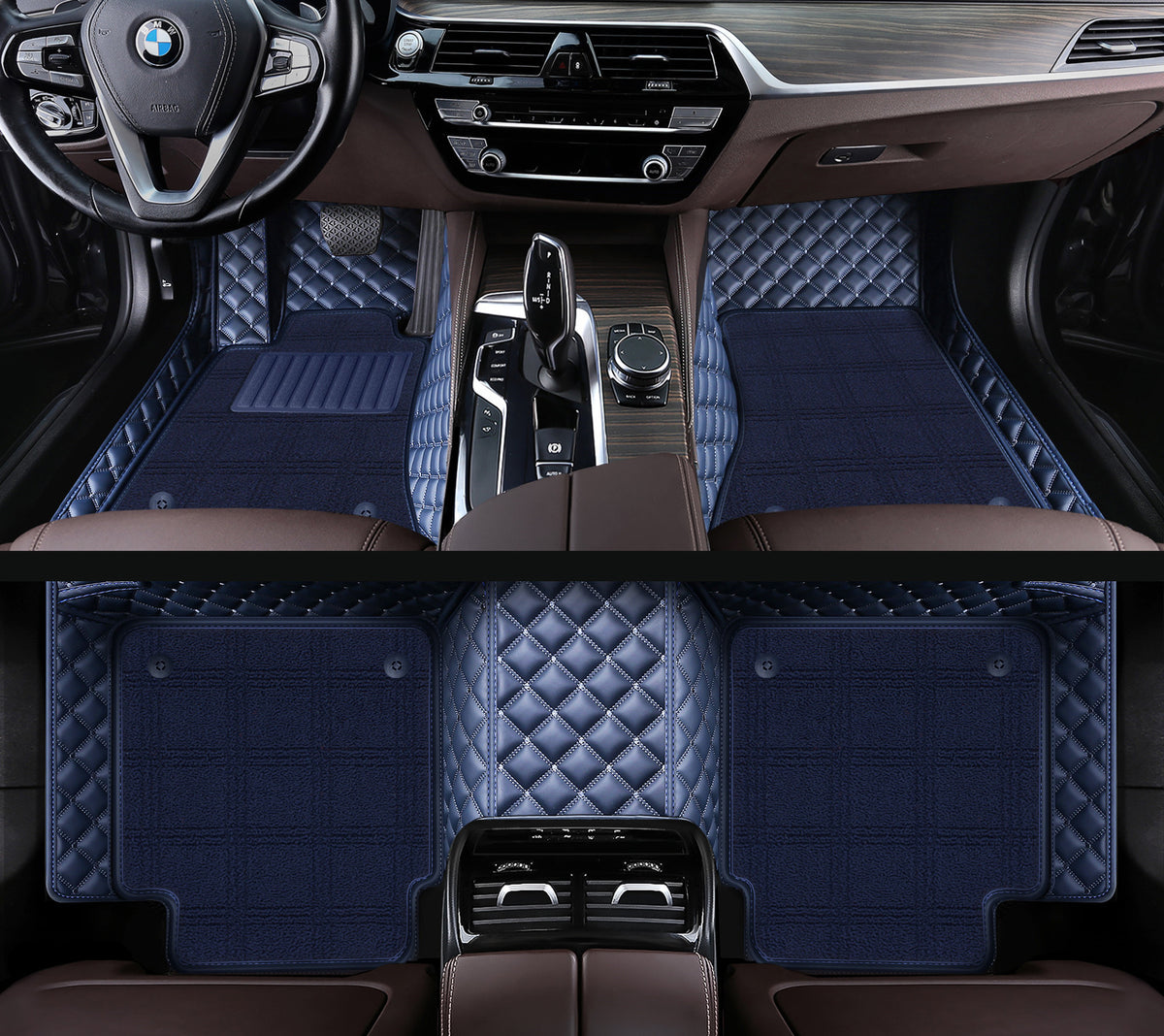 Carvigor Blue Diamond&Blue Double Layer Luxury Car Mats Set