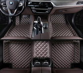 Carvigor Chocolate Brown Diamond Stitching Custom Luxury Car Mats Set