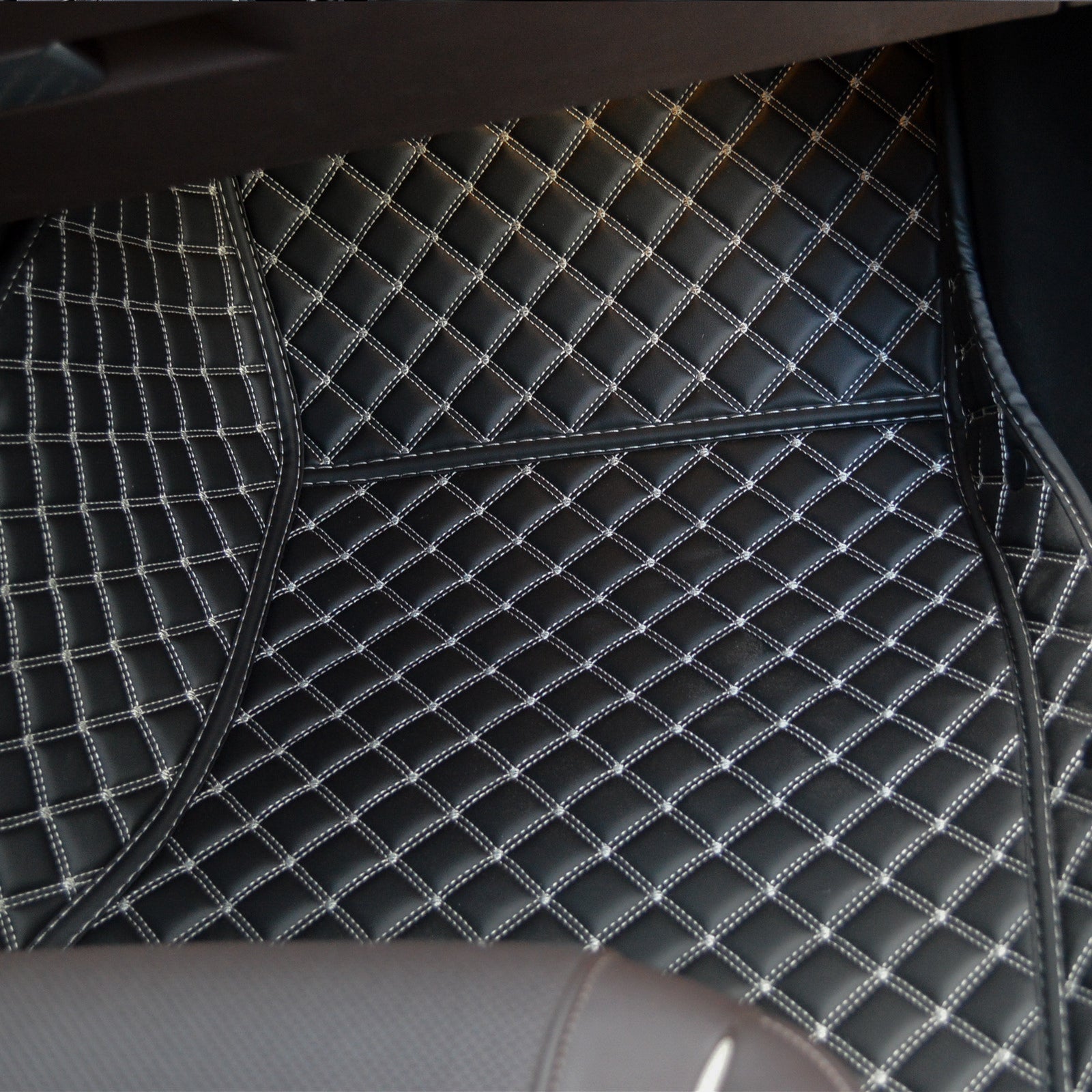 Carvigor Black&Beige Diamond Stitching Custom Luxury Car Mats Set