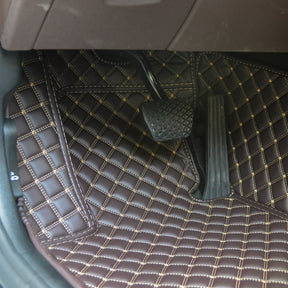 Carvigor Chocolate Brown Diamond Stitching Custom Luxury Car Mats Set