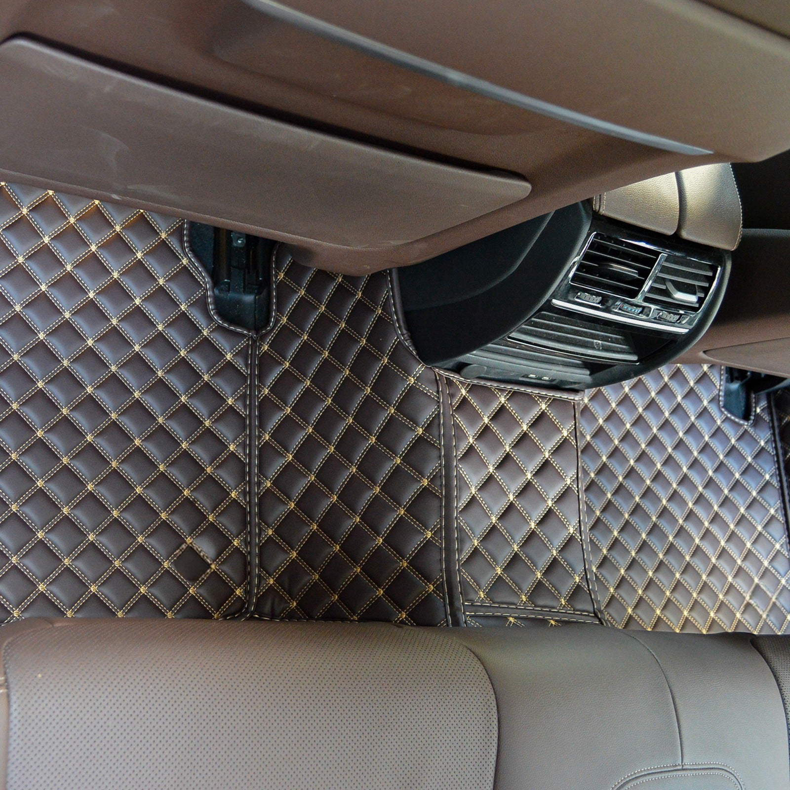 Carvigor Chocolate Brown Diamond Stitching Custom Luxury Car Mats Set
