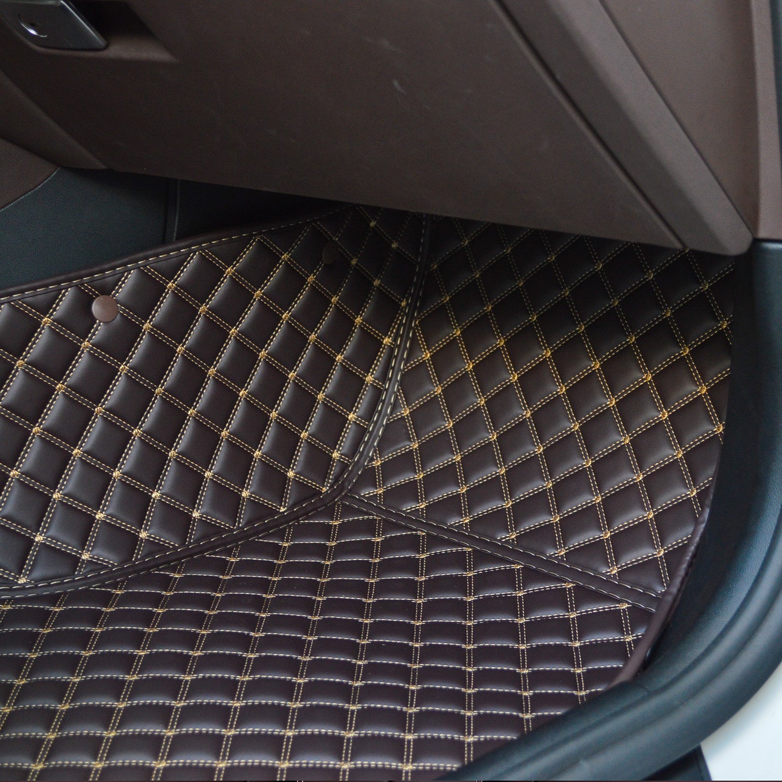 Carvigor Chocolate Brown Diamond Stitching Custom Luxury Car Mats Set
