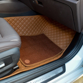 Carvigor Brown Diamond&Brown Double Layer Luxury Car Mats Set