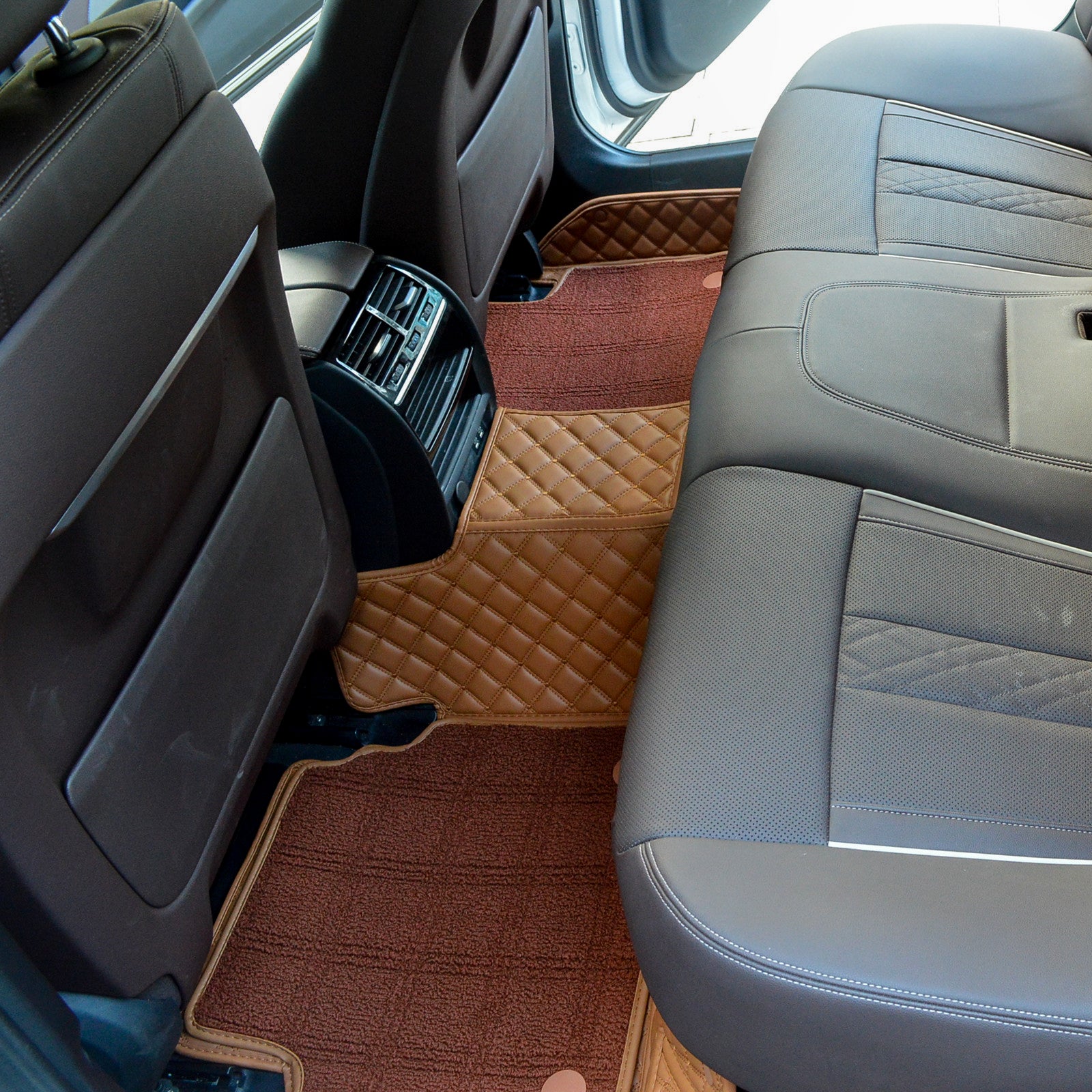 Carvigor Brown Diamond&Brown Double Layer Luxury Car Mats Set