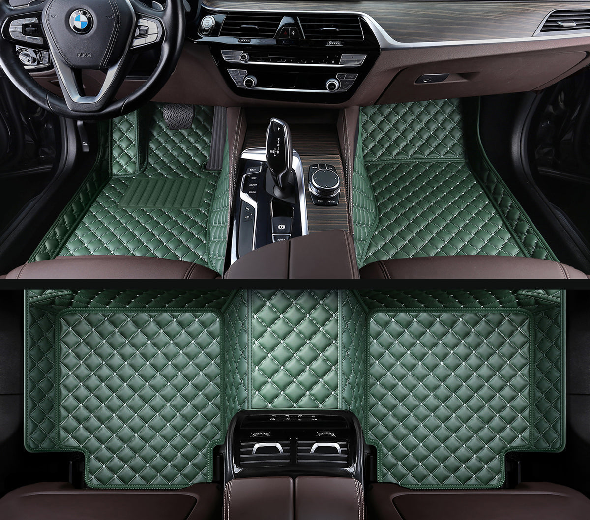 Carvigor Green Diamond Stitching Custom Luxury Car Mats Set