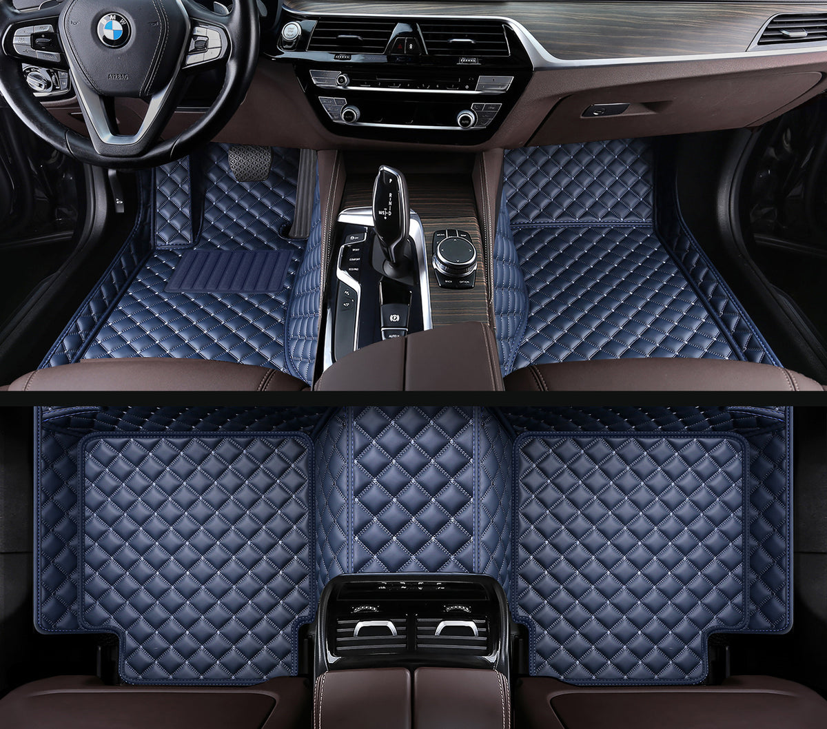 Carvigor Midnight Blue Diamond Stitching Custom Luxury Car Mats Set